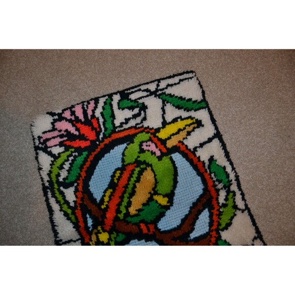 Vintage Tiki Bird Latch Hook Rug  or Wall Hanging - Picture 4 of 4